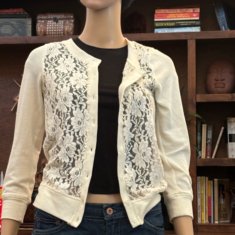 Cream Lace Cardigan